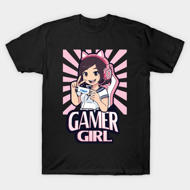 Anime Gamer Girl Gaming Girls Gift T-Shirt by Foxxy Merch